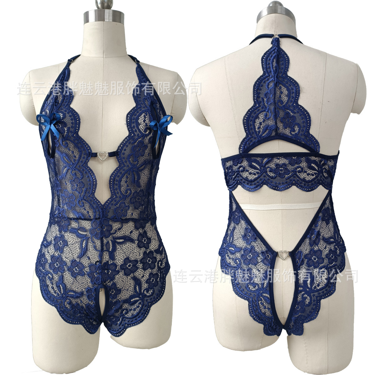 Plus Size Heart Lace Crotchless Bodysuit product detail 3