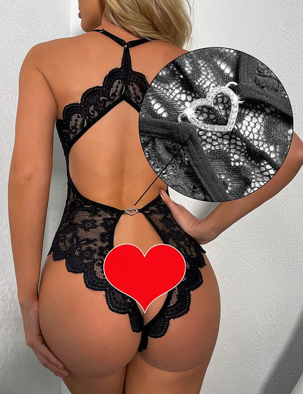 Plus Size Deep V Lace Bodysuit product detail 5
