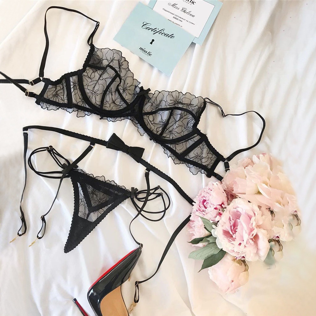 Three-Piece Embroidered Bra Set product detail 8