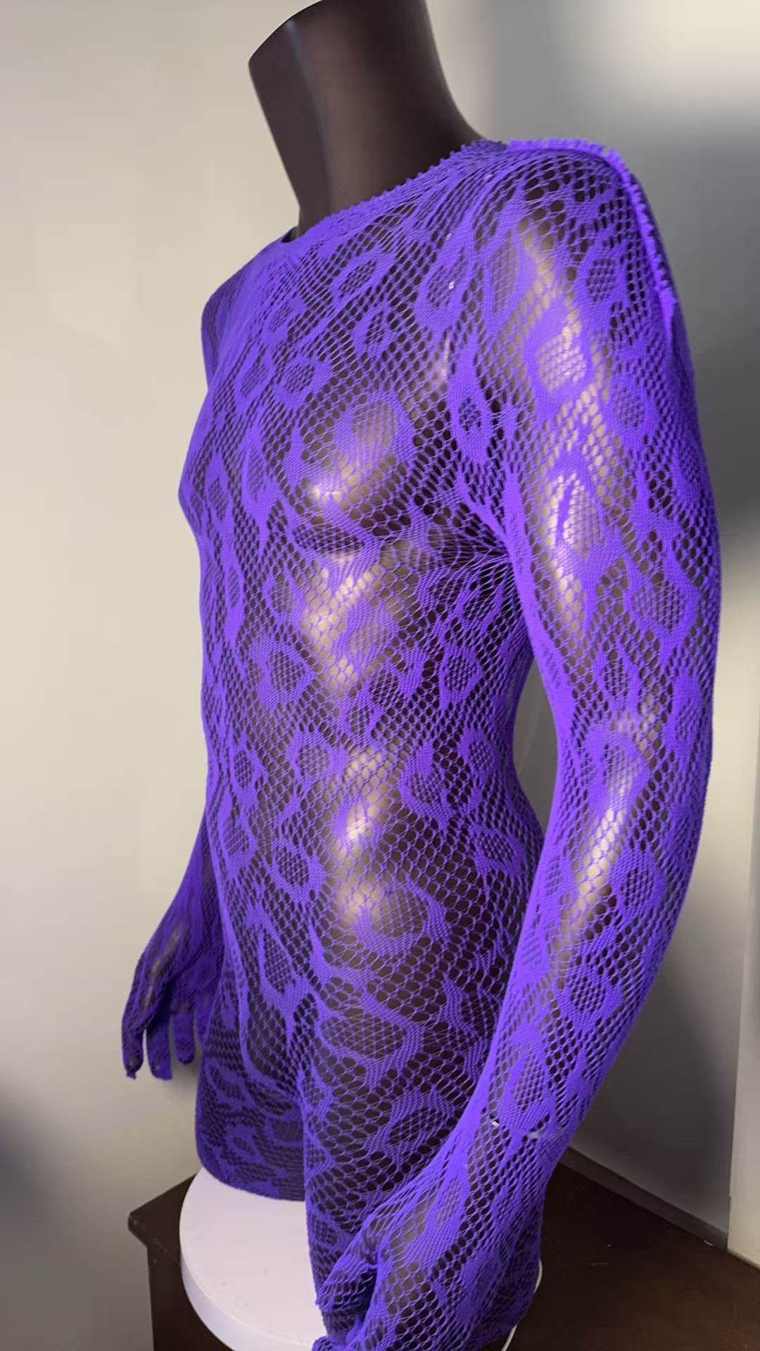 Men's Sheer Nylon Fishnet Bodystocking product detail 11