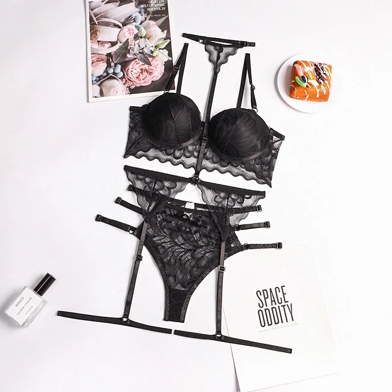 Three-Piece Padded Sheer Lingerie Set product detail 9