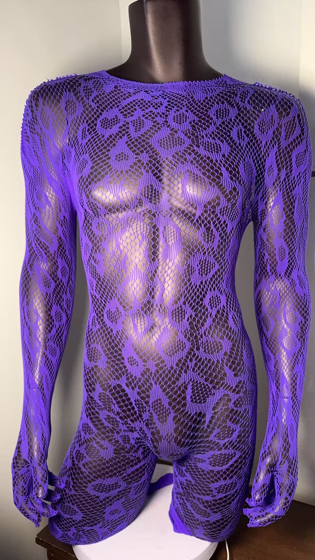 Men's Sheer Nylon Fishnet Bodystocking product detail 10