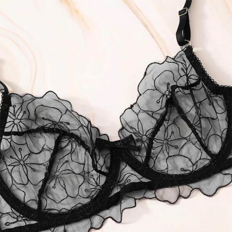 Three-Piece Embroidered Bra Set product detail 11