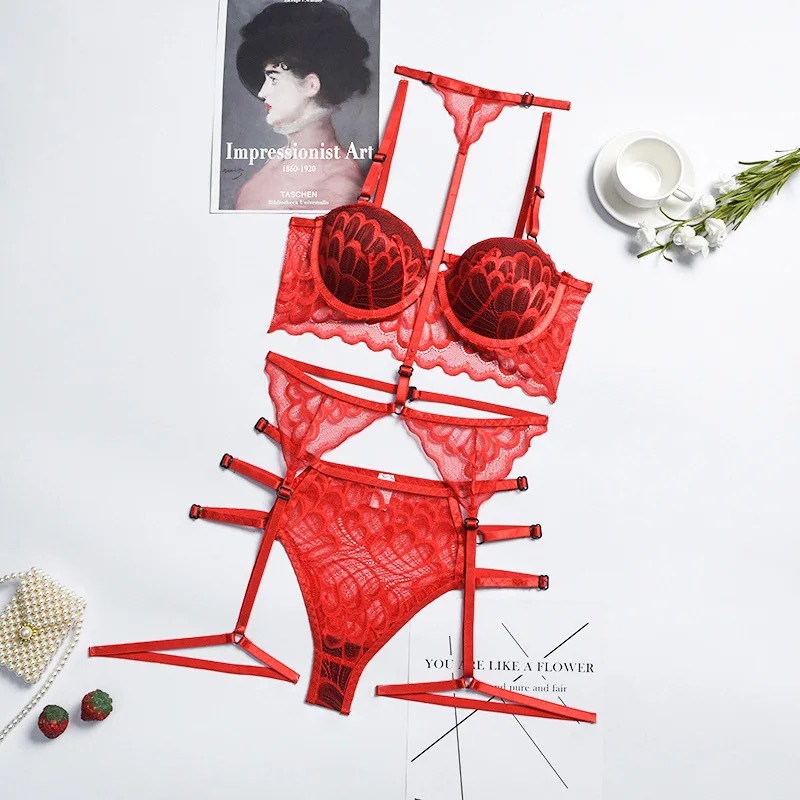 Three-Piece Padded Sheer Lingerie Set product detail 8