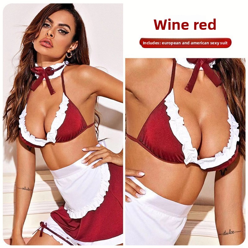 Six-Piece Halter French Maid Lingerie Set product detail 1