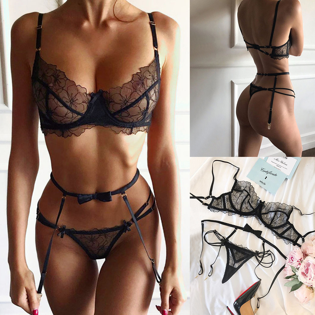 Three-Piece Embroidered Bra Set product detail 3