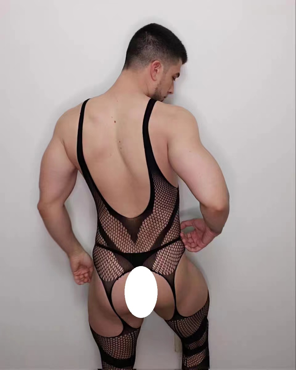 Men's Black Fishnet Bodystocking product detail 3
