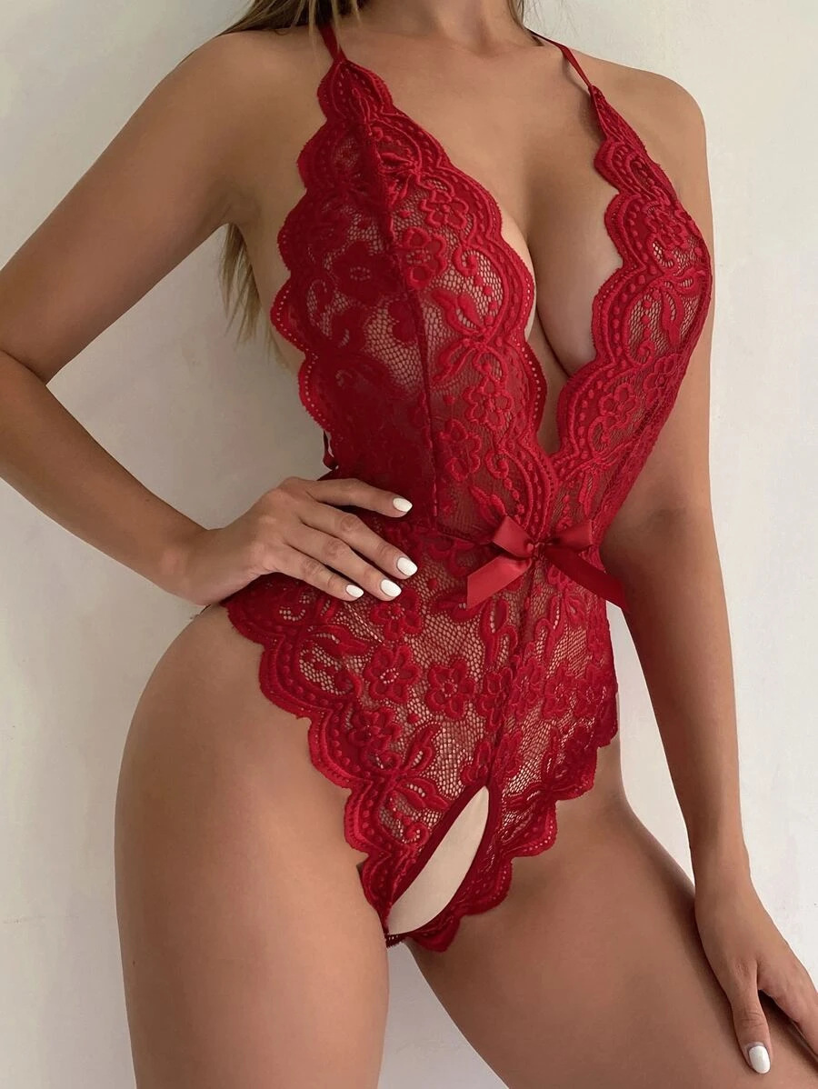 Plus Size Lace Crotchless Bodysuit product detail 8