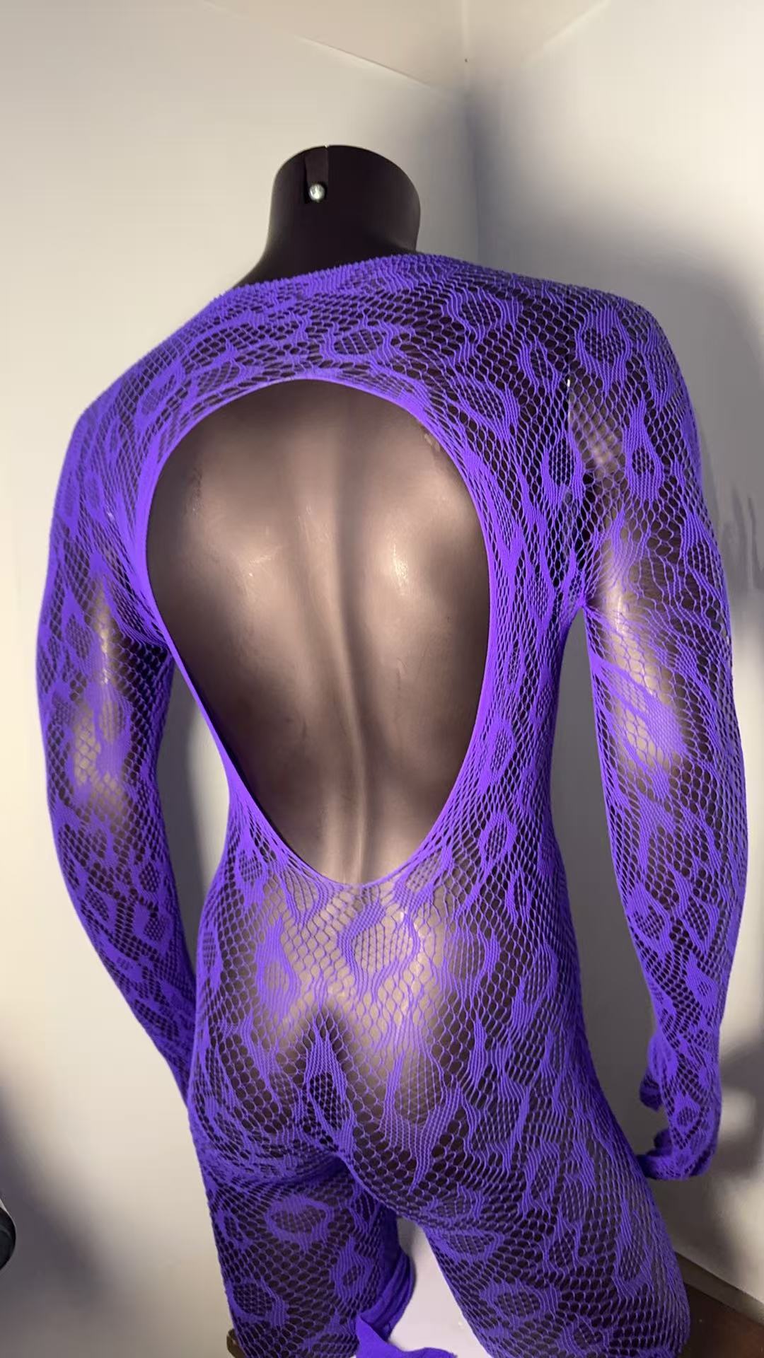 Men's Sheer Nylon Fishnet Bodystocking product detail 13
